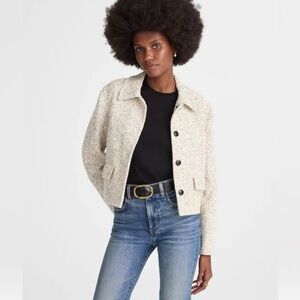 Madewell Button-Front Jacket in Boucle in Ivory Brown Size 10. NWT